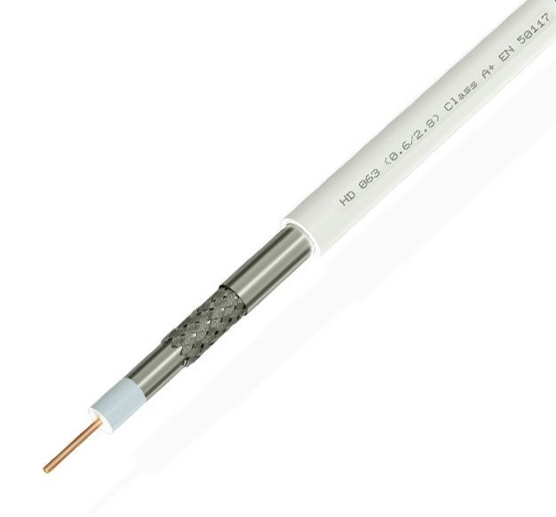 Antennenkabel - Ören HD 063 4.3 mm Class A+ weiß Sat Kabel Meterware